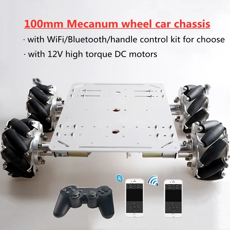 100mm Mecanum Wheel Smart Car Chassis with Control Kit+12V High Power 37 DC Motor DIY RC Drift Rotation Platform Toy | Игрушки и хобби