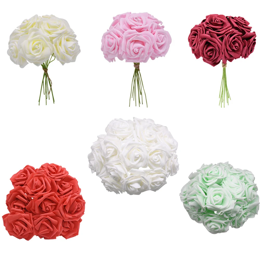 

10/20/30pcs 8cm Artificial PE Foam Rose Flowers Bridal Bouquet For Wedding Table Home Party Decor DIY Fake Flower Decoration