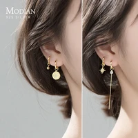 modian 2 style earring 925 sterling silver beads coin star zirconia geometric drop earring for women fine jewelry 2020 design