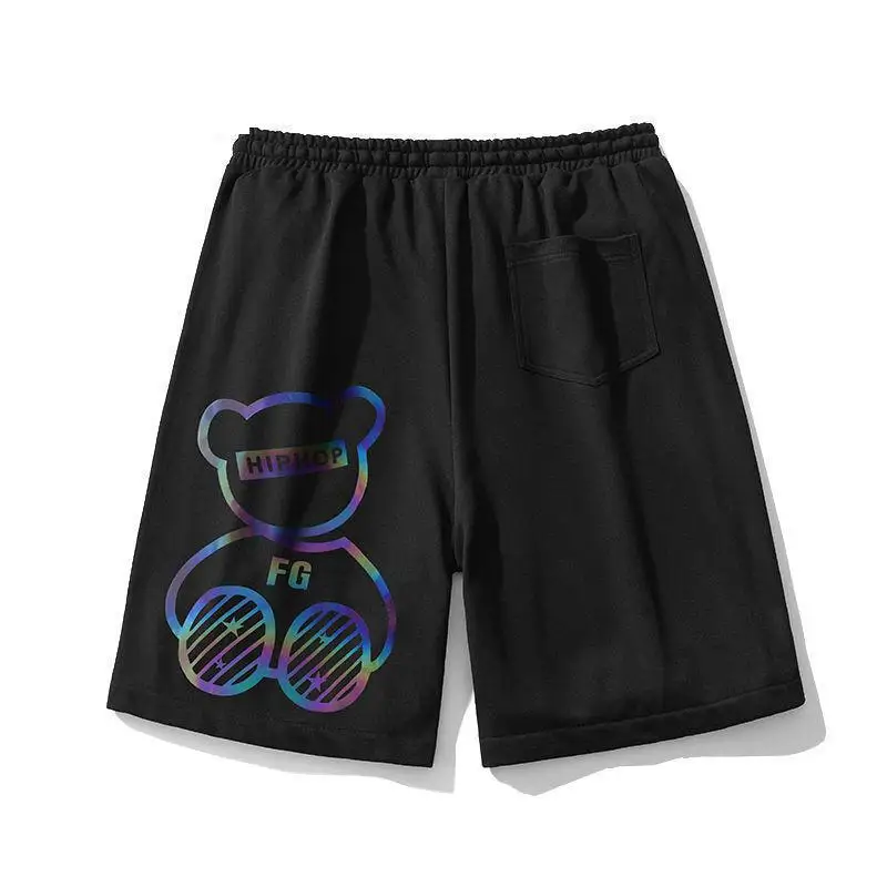 

Japanese Style Harajuku Men's Shorts Anime Cartoon Bear Casual Five-point Pants Beach Summer Boys Basketball Shorts