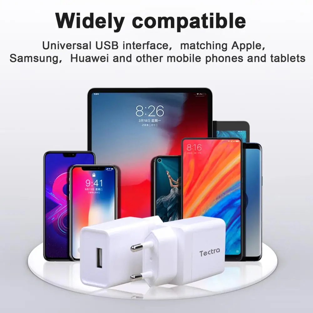 Сетевое зарядное устройство с USB портом для iPhone X 8 7 iPad Huawei Samsung S9 Xiaomi Mi мобильный