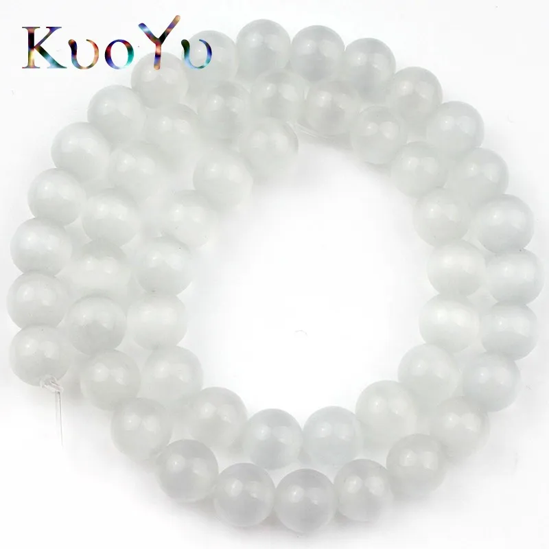 Натуральный белый бусины из лунного камня кошачий глаз гладкие круглые с