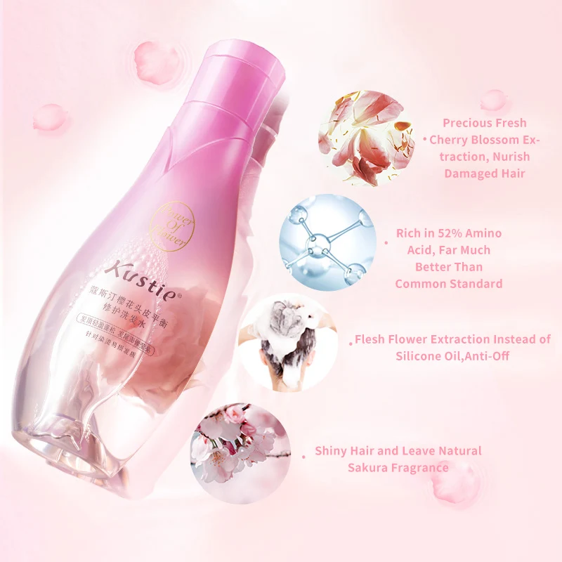 Kustie вишневый цвет кожи головы ремонт Балансирующий шампунь Цветочная эссенция