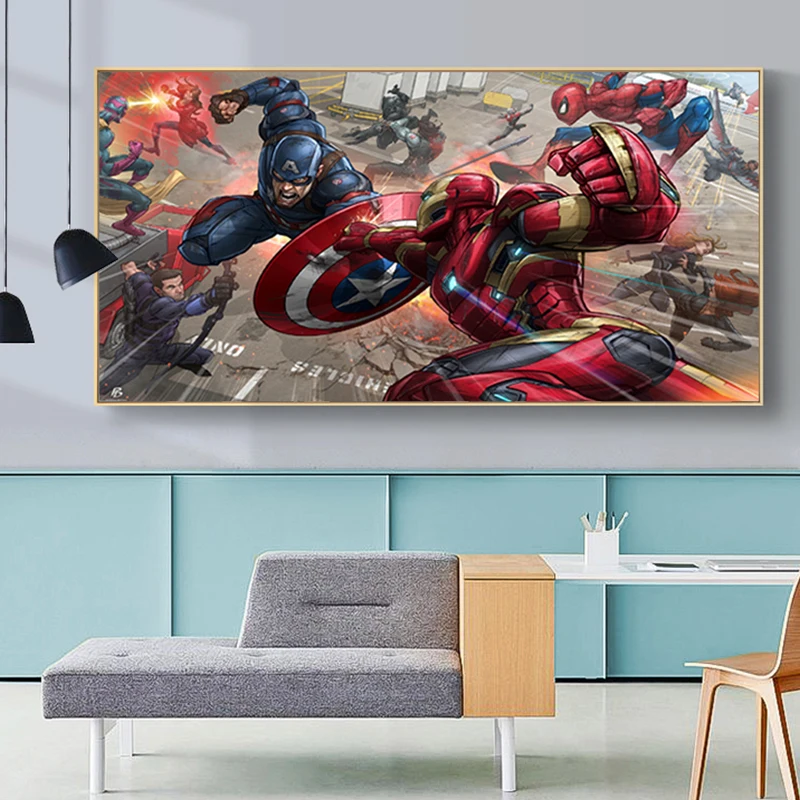 

Modern Art Superhero Avengers Comics Marvel Poster Canvas Painting Iron Man Wall Print Picture for Child's Room Home Decoration