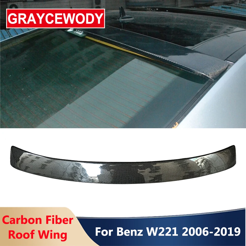 

W221 LRS Style Real Carbon Fiber Rear Roof Top Trunk Wing Spoiler For Benz W221 S300 S63 S500 S350 2006-2019 Modification Part
