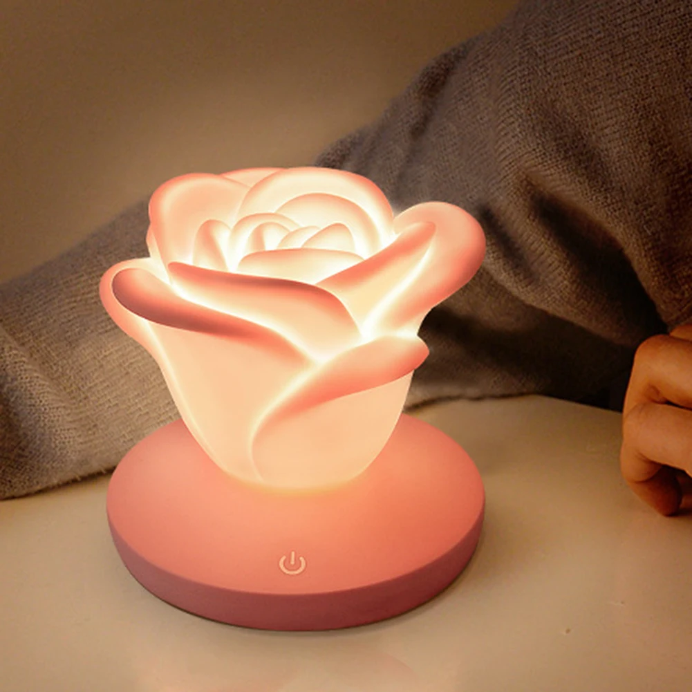 

Rose Night Lights LED Table Decor Lamp for Bedroom Touch Dimmable Night Lamp USB Rechargeable Bedside Lamps Gifts for Girlfriend