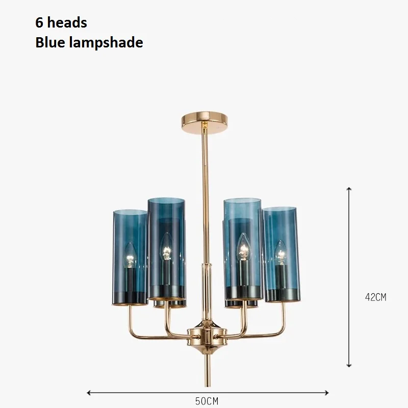 6 heads Blue glass LukLoy Новая Люстра из голубого стекла, спальня, Янтарная стеклянная лампа с абажуром, Роскошный кулон для гостиной, ресторана, лампа для украшения - Цвет абажура: 6 heads Blue glass