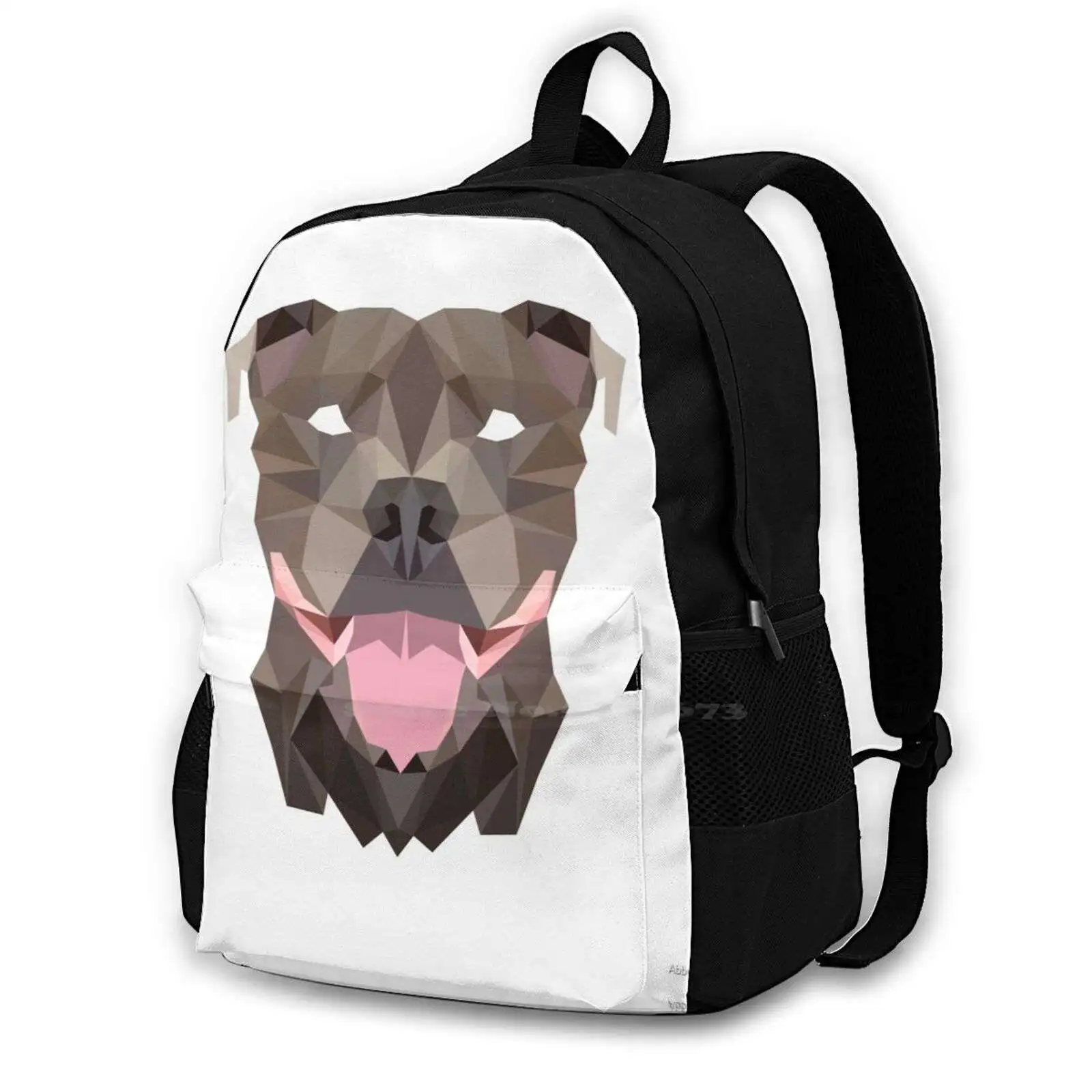 Staffy Geo Large Capacity Fashion Backpack Laptop Travel Bags Amstaff American Staffordshire Terrier Staffy Dog K9 Pitbull