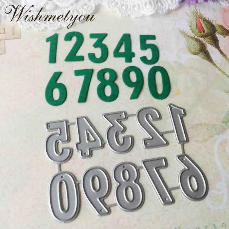 WISHMETYOU 0-9 Number Metal Cutting Dies Scrapbook Embossing Birth Day Numbers Paper Card Craft Decoration photo Album DIY New | Дом и сад