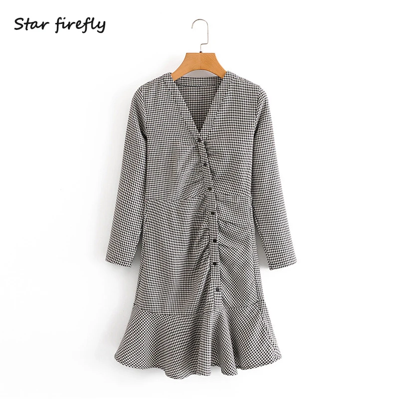 Женское плиссированное платье мини Star firefly повседневное облегающее однобортное