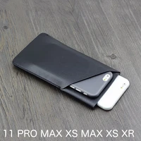 universal dual phone leather case retro simple style straight leather pouch for iphone 11 pro max xs max xs xr dual layer pouch