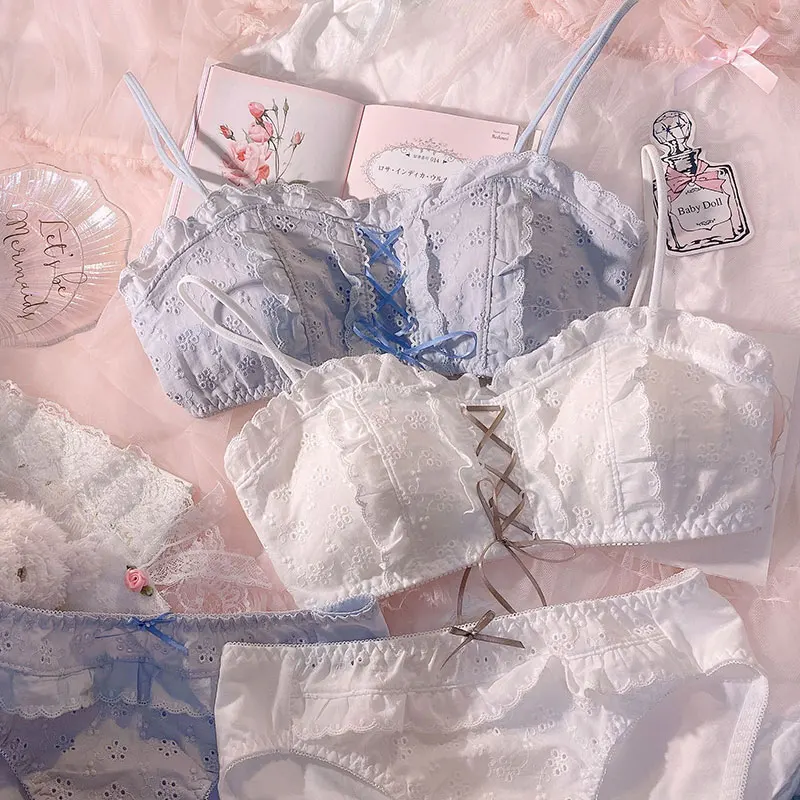 Комплект японского нижнего белья для девочек подростков винтажный тонкий