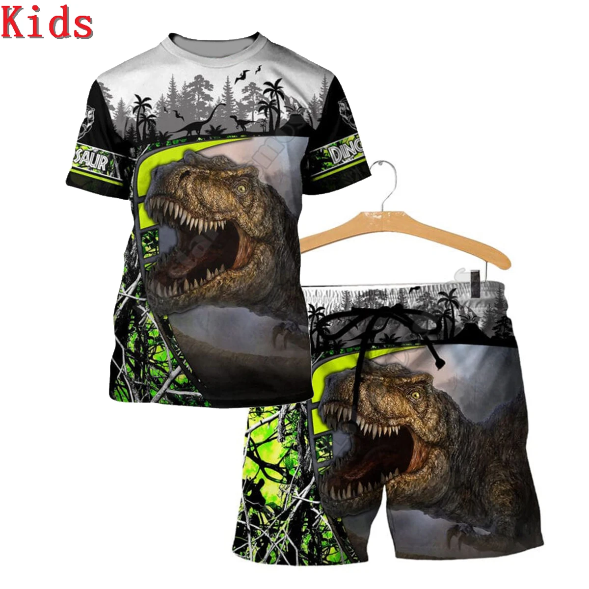 

Love Dinosaur 3D Printed T Shirts And Shorts Kids Funny Children's Suit Boy Girl Summer Short Sleeve Suit Kids Apparel 07