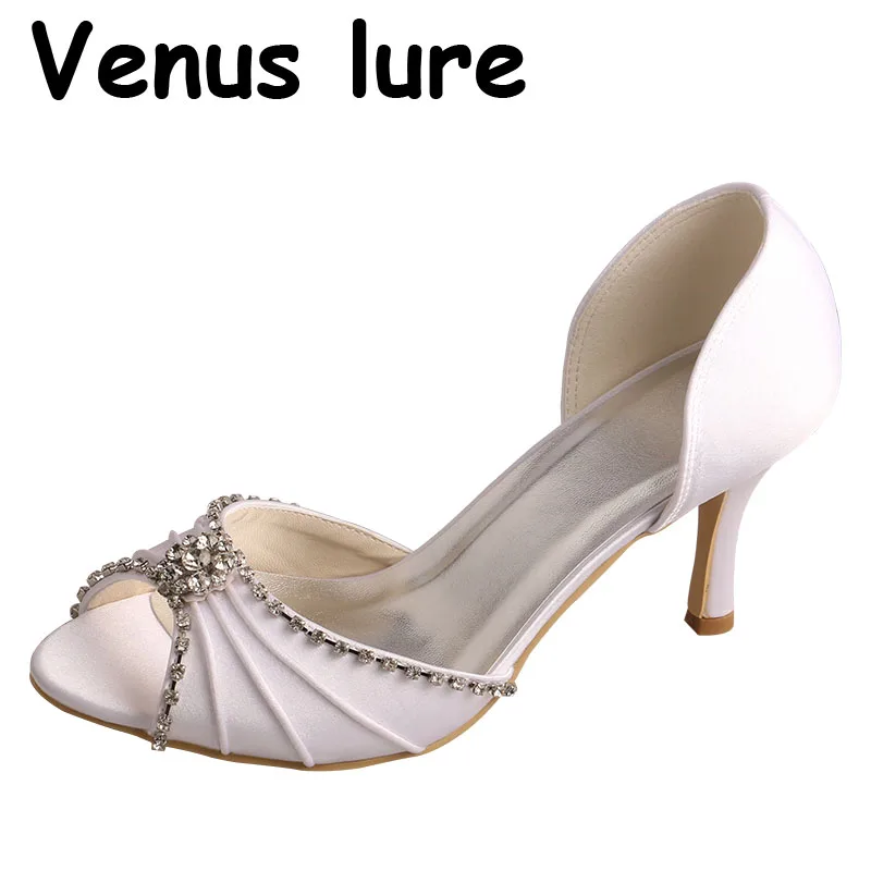 

Venus lure D'orsay Wedding Peep Toe Bridal Heels Size 8 White Bride Pumps 8CM