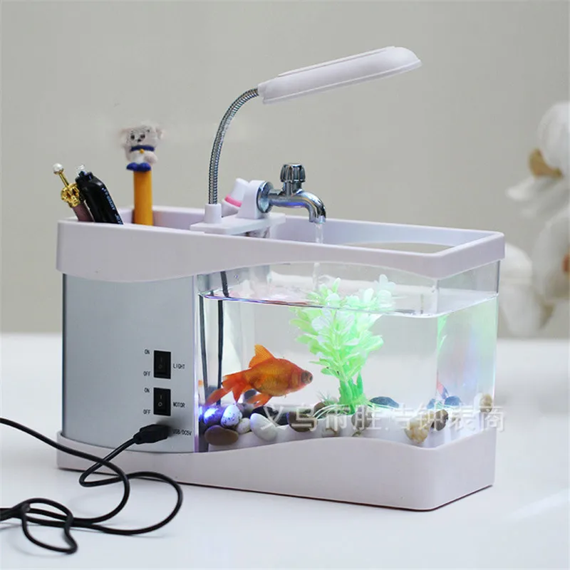 Аквариумный мини-Аквариум Черепаха-танк USB Настольный Креативный светодиодный