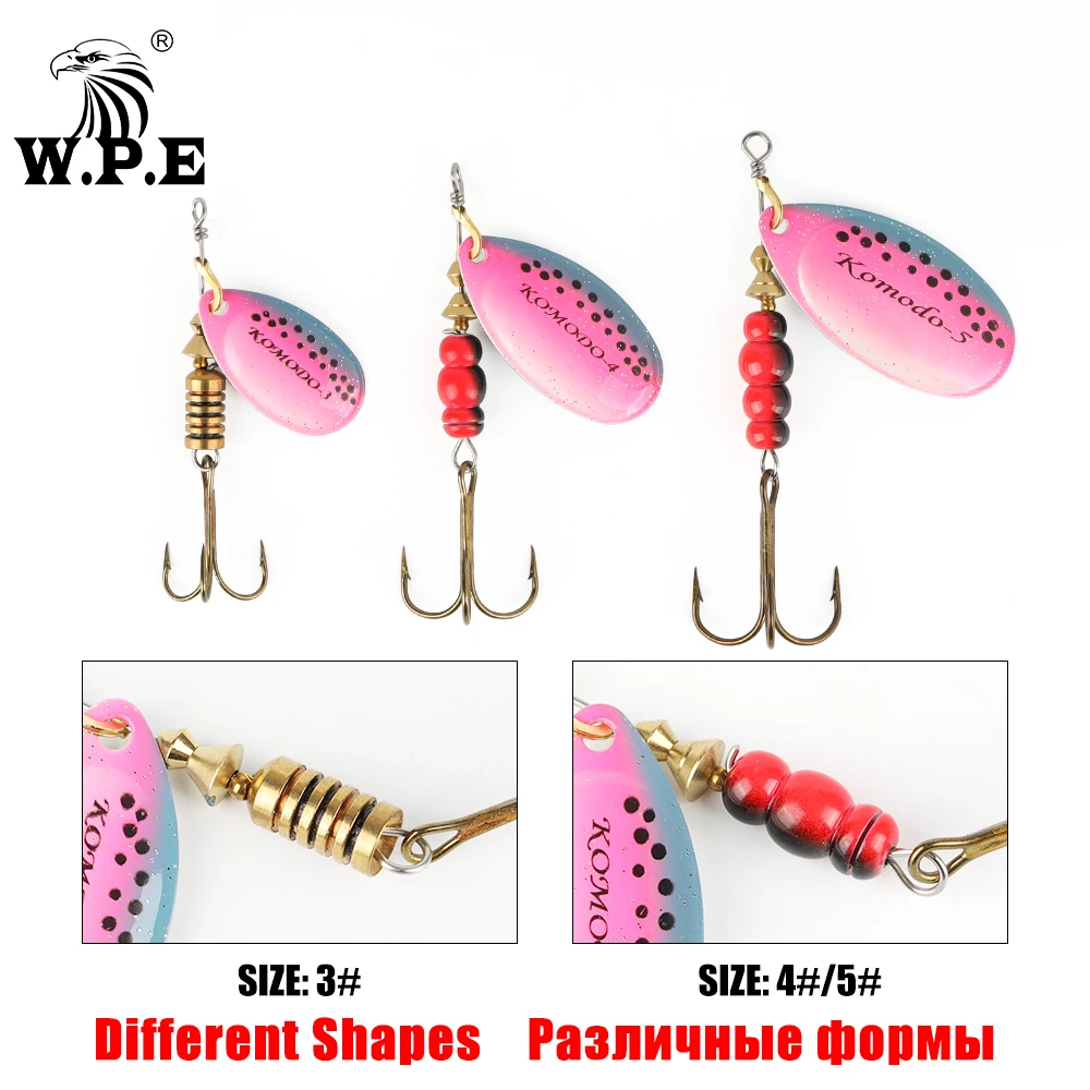 W.P.E Бренд 2шт. Колеблющая приманка 6.5г/9.7г/13.4г для ловли окуня Рыболовная приманка Металлическая ложка с тройными крючками Приманка для жестких кранков.
