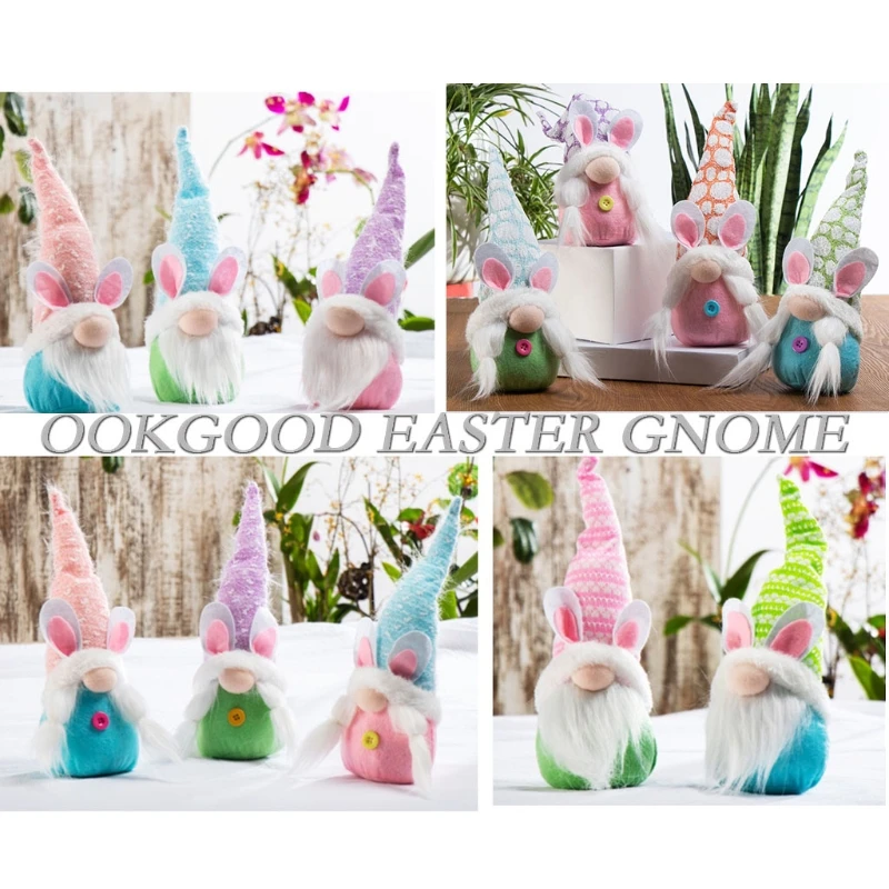 

2021 Easter Bunny Gnome Handmade Rabbit Plush Doll Ornaments Spring Kids Easter Gifts 57BB