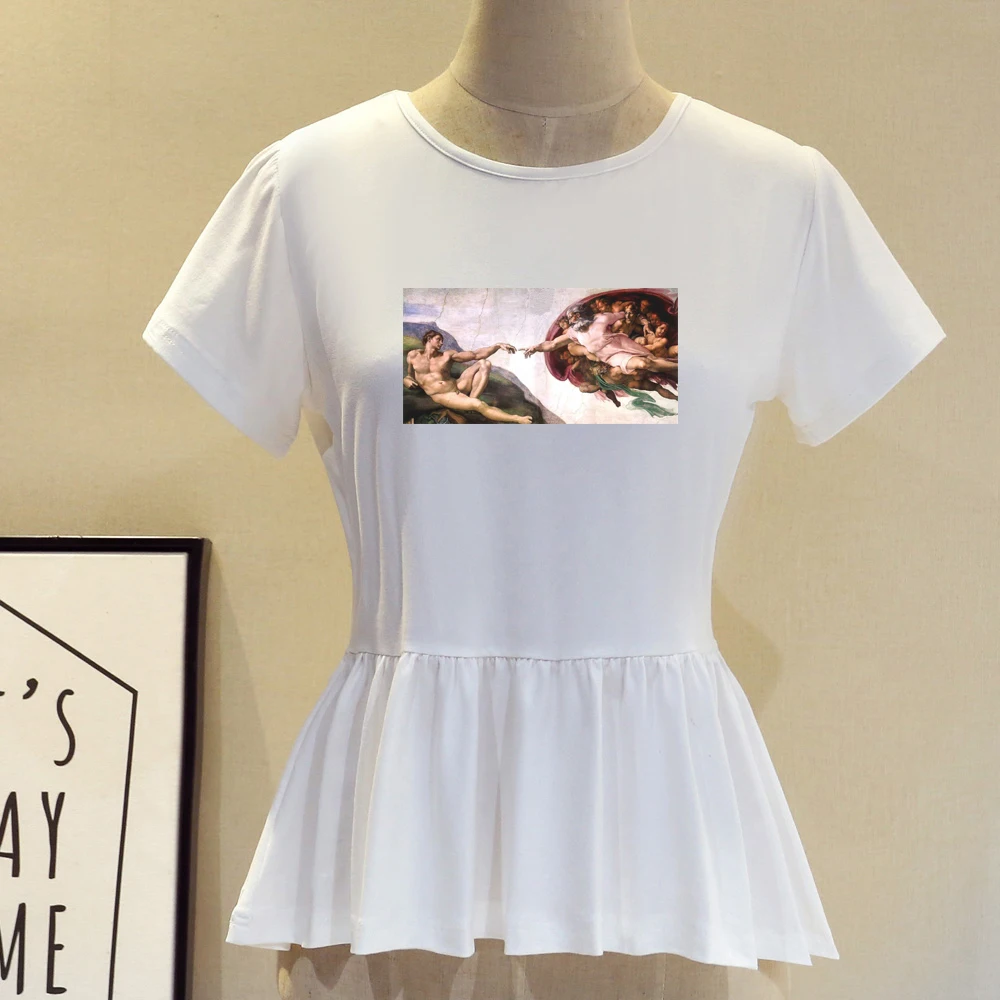 Забавные футболки Женская Винтажная футболка с графическим принтом Бог и Adam