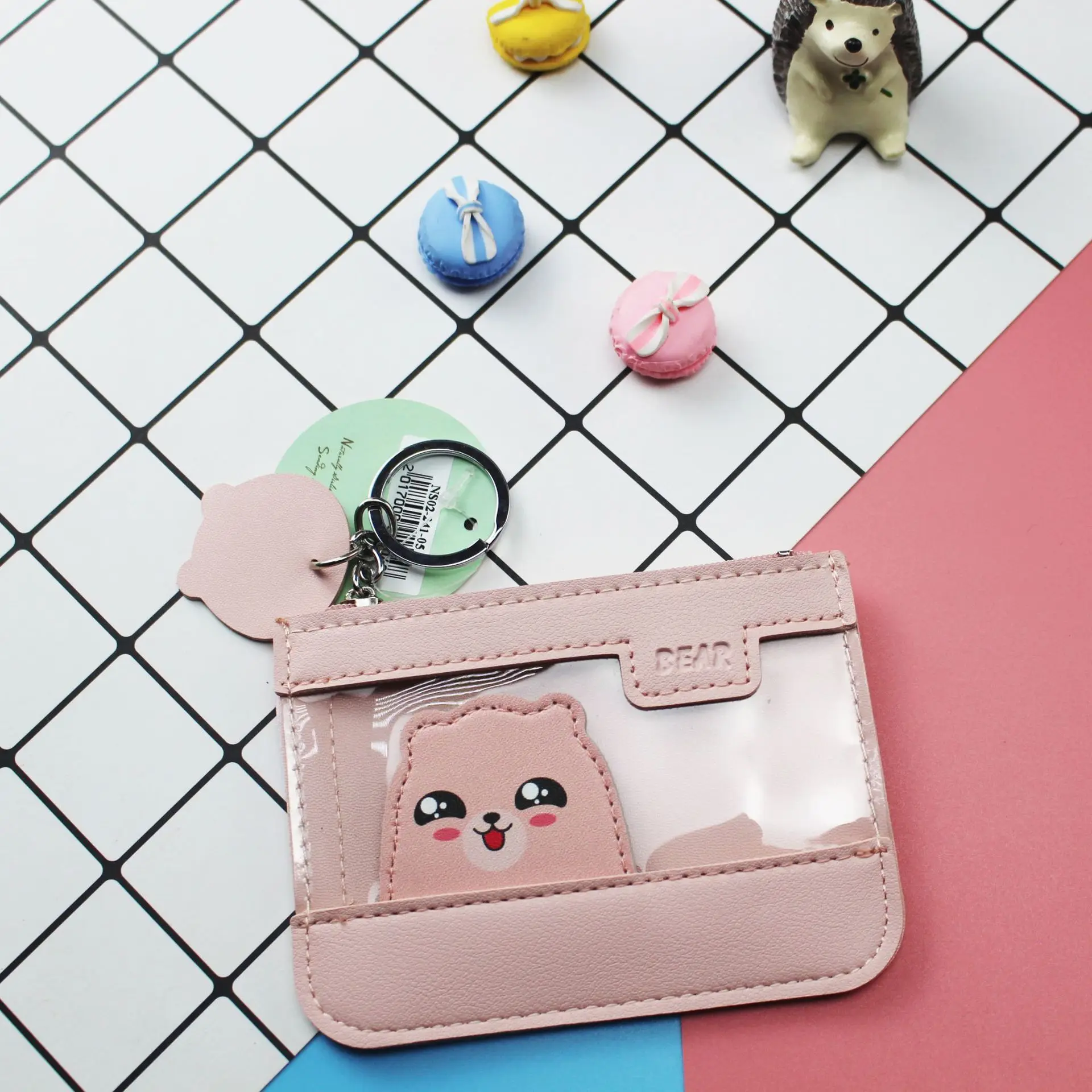 Pink Новинка, мультяшная Милая монетница, сумка мини-портмоне, ID карта, автобус, банковский держатель для карт, ключей, денег, сумки, кошелек, сумочка для детей - Цвет: Pink
