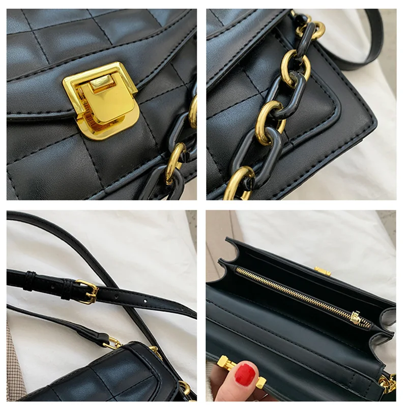 

Trend Crossbody Bags For Women 2021 Luxury Brand Square Bag Leather Handbags Bags Designer Ladies Shoulder Bag Sac A Main Purse