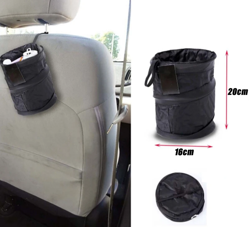 

Black collapsible car trash can car storage bucket back storage bag