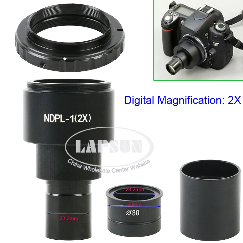 Адаптер объектива NDPL 2X / 9.6X SLR окуляр биологического микроскопа 23 2 мм 30