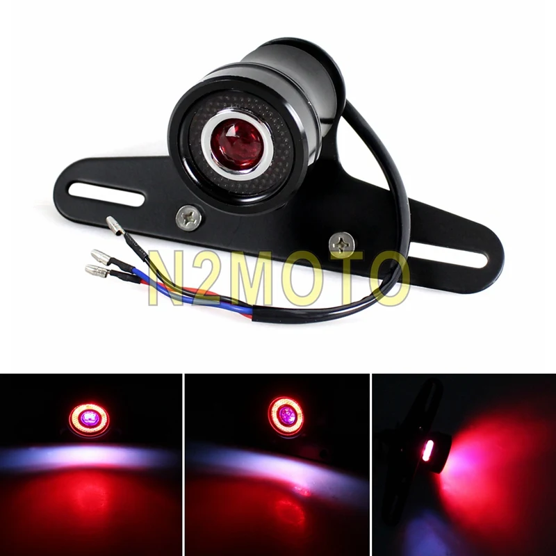 

Universal 12V Vintage Motorcycle LED Tail Brake Stop License Plate Light Bracket For Harley Bobber Choppers Cafe Racers Custom
