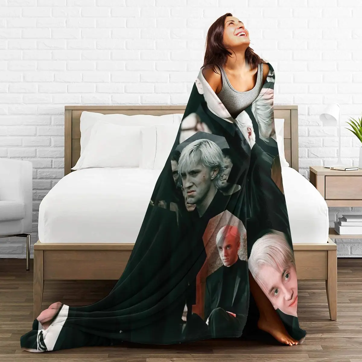 

3D Printed Blanket Draco Malfoy Collage Flange Blanket Bed Throw Soft Cartoon Printed Bedspread Bedspread Sofa Gift