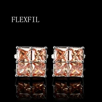 flexfil luxury shirt cufflinks for mens brand cuff buttons cuff links gemelos square crystal wedding abotoaduras jewelry