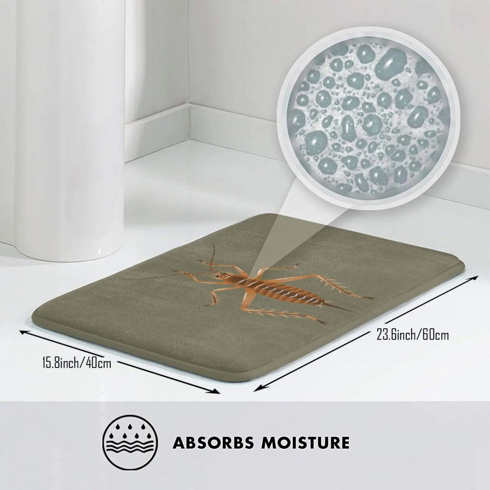 Weta Mat Rug Carpet Anti-Slip Bedroom Entrance Door Cricket Brown Tan New Zealand Nz Kiwi Kiwiana Native Insect | Дом и сад