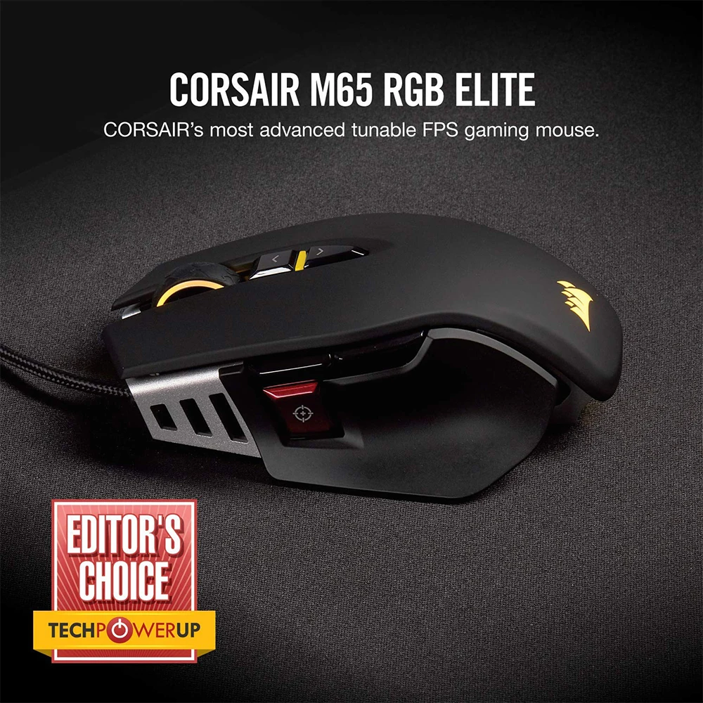 Игровая мышь CORSAIR M65 RGB ELITE настраиваемая FPS с подсветкой LED 18000 DPI оптическая (версия