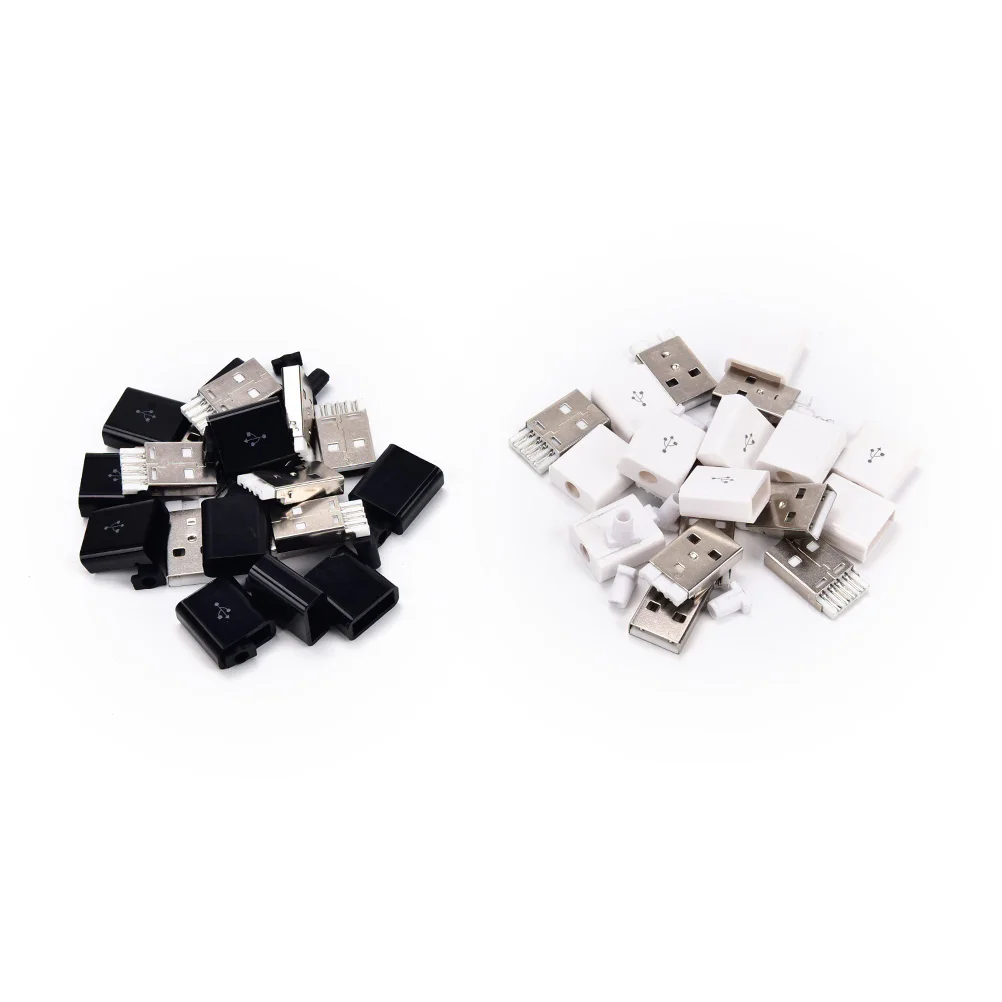 

High Quality 10pcs/lot DIY USB Male Assembly Adapter Connector Plug Socket white black color New Sale