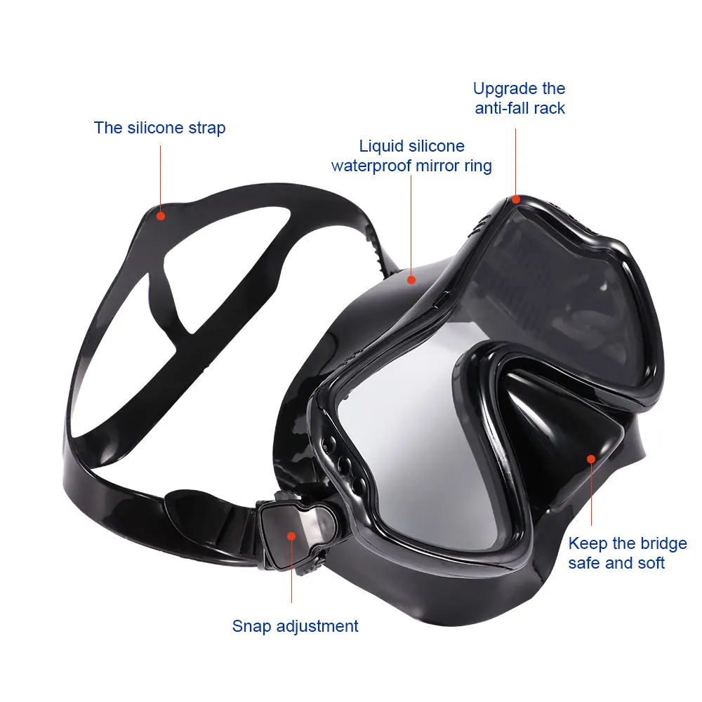 

Professional Scuba Diving Mask Set Anti Fog Goggles with Snorkel Glasses Tube Adjustable Strap for Women Men Adult Swimming Mask