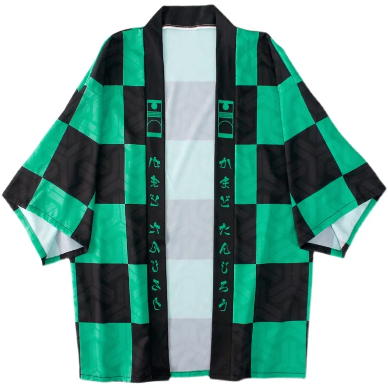 

2021 New Anime Demon Slayer Kamado Tanjirou Same Style Cosplay Cloak Summer Sun Protection Coat Clothes