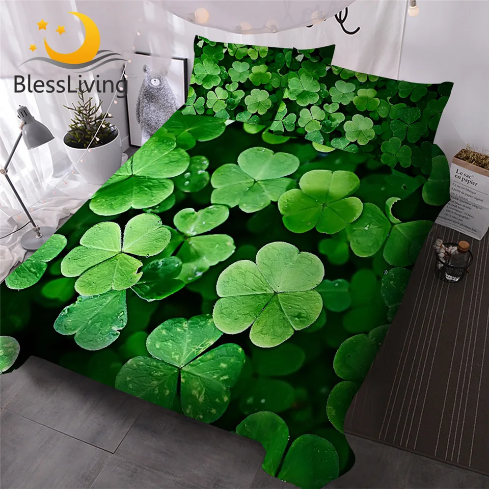 

Комплект постельного белья с рисунком зеленых листьев, пододеяльник с рисунком листьев счастья, домашний текстиль, 3 предмета, 3D покрывала с принтом