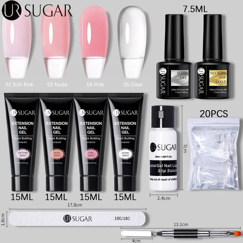 UR SUGAR 15 мл акриловый быстростроительный гелевый набор для наращивания прозрачный
