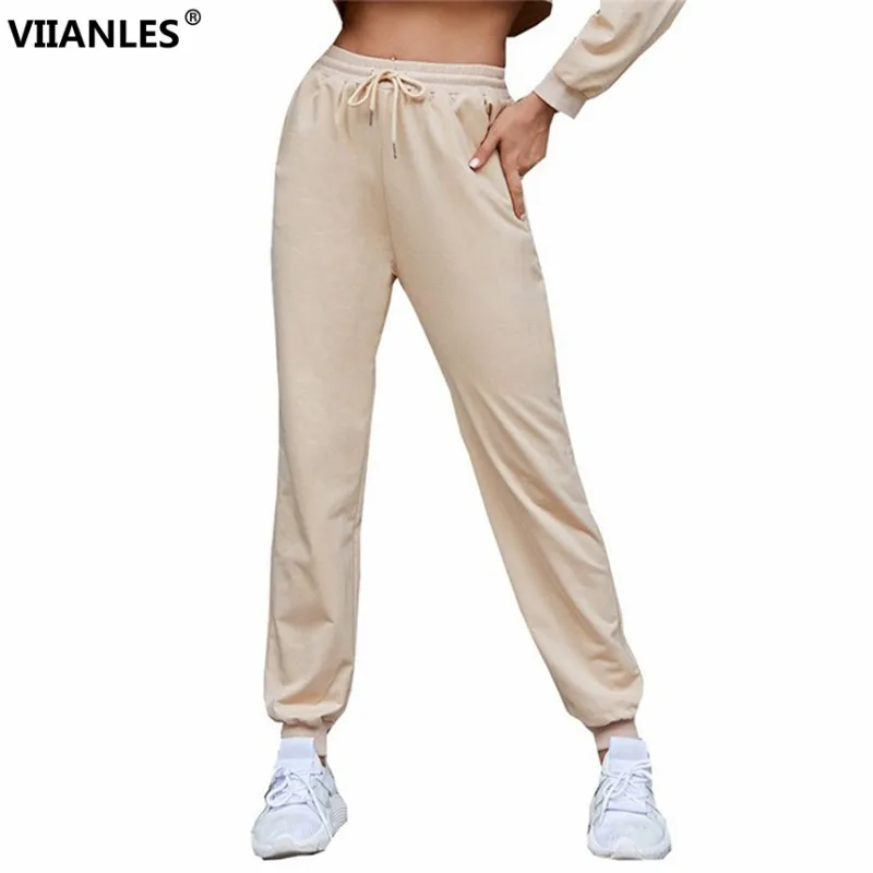 

VIIANLES Women Harem Pants Drawstring Trousers Autumn Sport Loose Pockets New Bottoms Elastic Waist Sweatpants