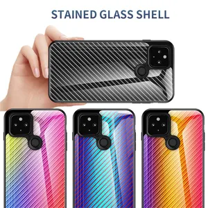 colorful tempered glass phone case for google pixel 4a 5g carbon fibre back cover for google pixel 4a 5g 4 4xl 3a 3axl 3 coques free global shipping