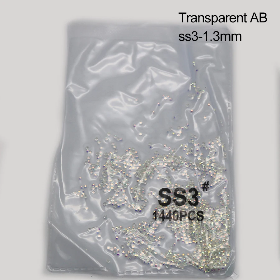 ss3 transparent AB 1440 шт стеклянные 3D Стразы для дизайна ногтей драгоценные камни для украшения ногтей хрустальные стразы AB Камни SS3-SS10 - Цвет: ss3 transparent AB