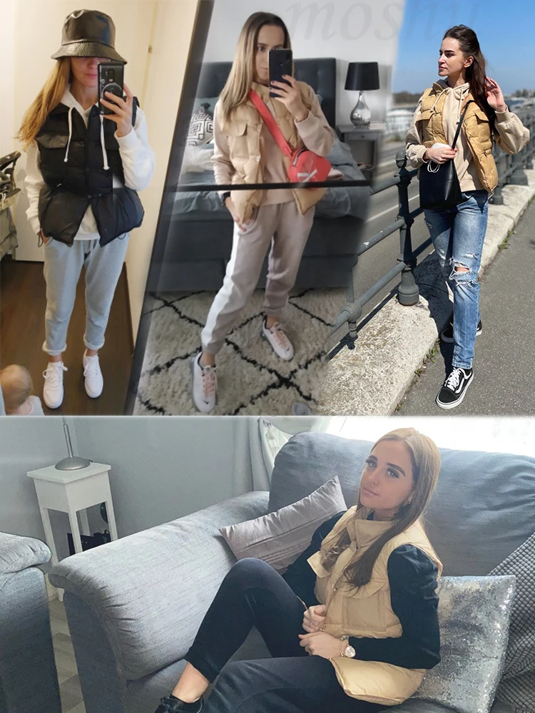 

Новинка 2022, зимний женский жилет, короткий жилет без рукавов, куртка, легкий жилет, женские белые жилеты, ветровка, приталенные парки, пальто