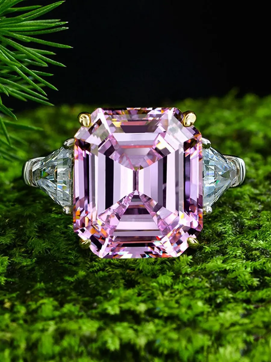 925 серебро создан Муассанит розовым алмазом цитрин камень кольцо обручальные