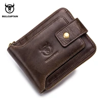 bullcaptain functional genuine leather men wallets rfid wallet male organizer coin purse pockets slim zipper wallet card holder