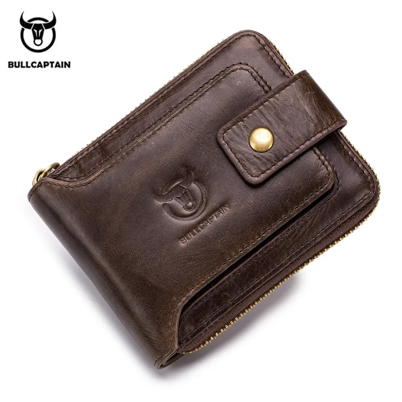 Функциональные мужские кошельки BULLCAPTAIN из натуральной кожи бумажник с RFID Мужской