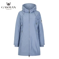 gasman fashion brand blue warm autumn womens jacket long hooded jacket for women coat solid cotton female windproof down parka