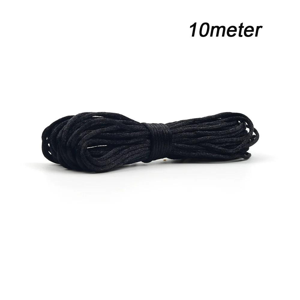 10m black cord LOFCA, разноцветный нейлоновый шнур, Прорезыватель для сосок, зажим, аксессуары, сделай сам, для прорезывания зубов, ожерелье, подвеска для изготовления ювелирных изделий - Цвет: 10m black cord