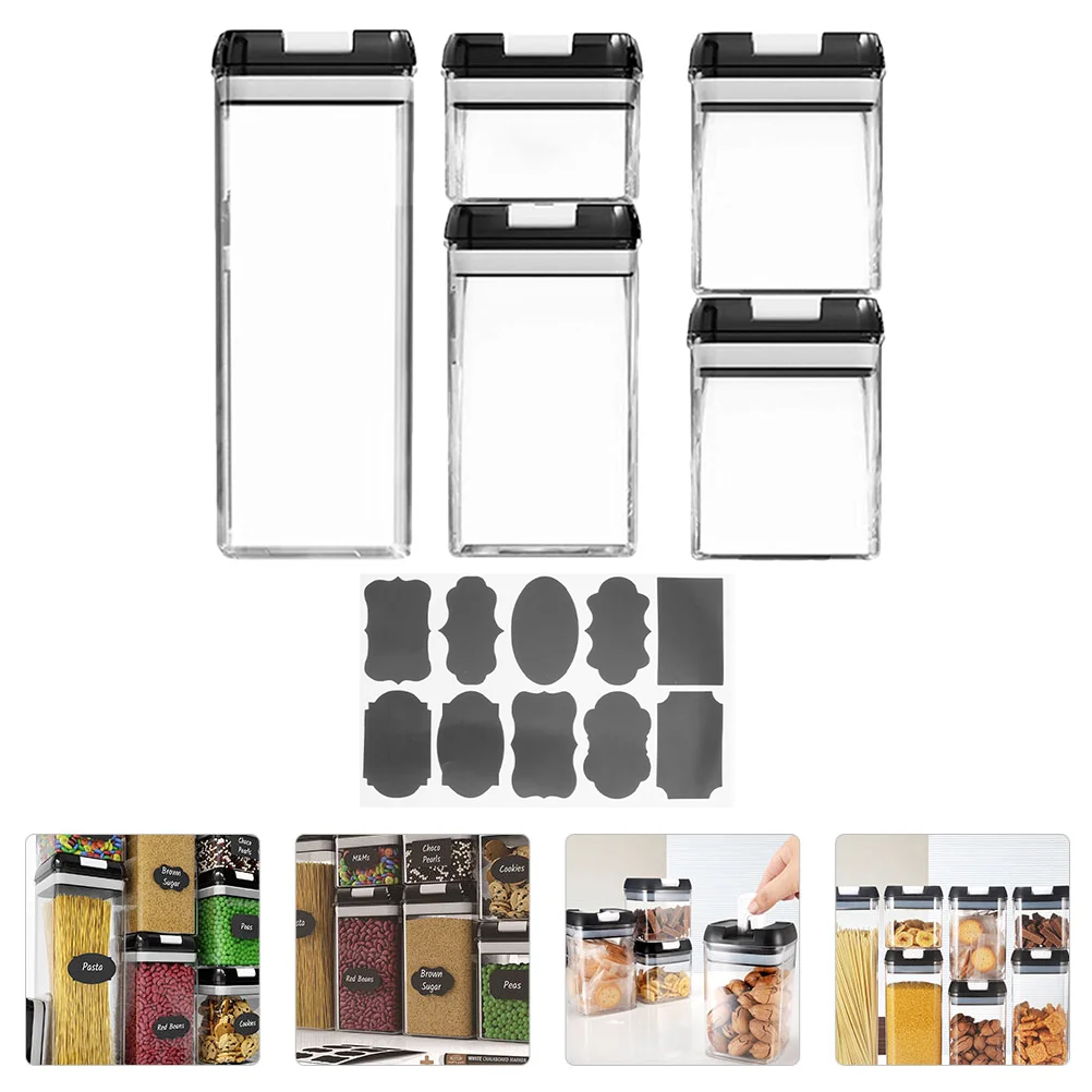 

5Pcs Kitchen Sealed Container Plastic Preservation Canister Storage Jar