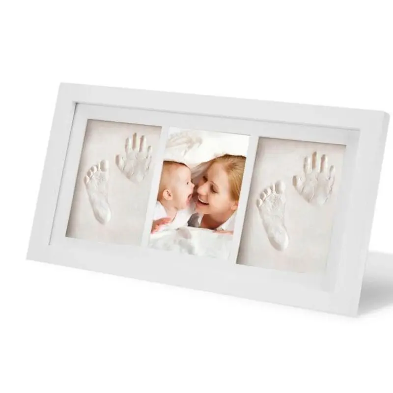 

K1KC Baby Kid Children Foot Finger Hand Wooden Photo Frame Set Print Clay Ink Kit Gift Memory