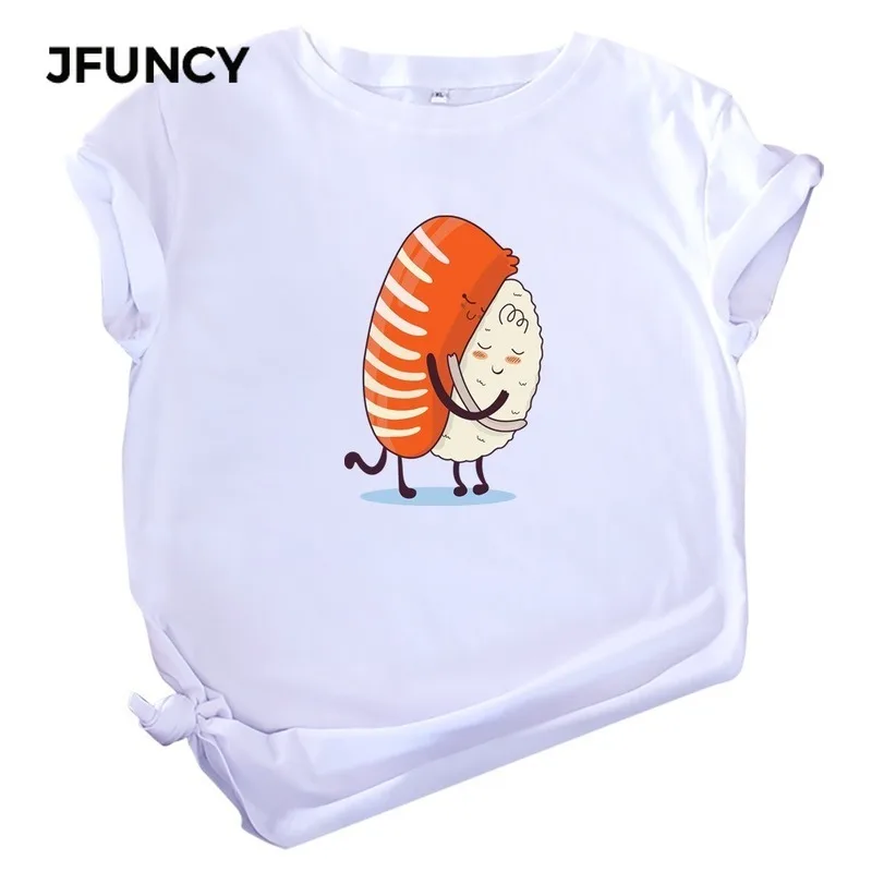Женская футболка JFUNCY с забавным дневным рисунком летние хлопковые футболки