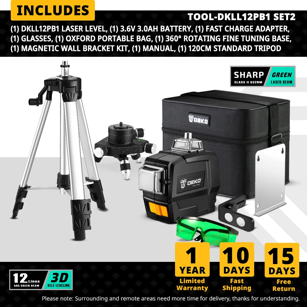 

Лазерный уровень DEKO DKLL12PB