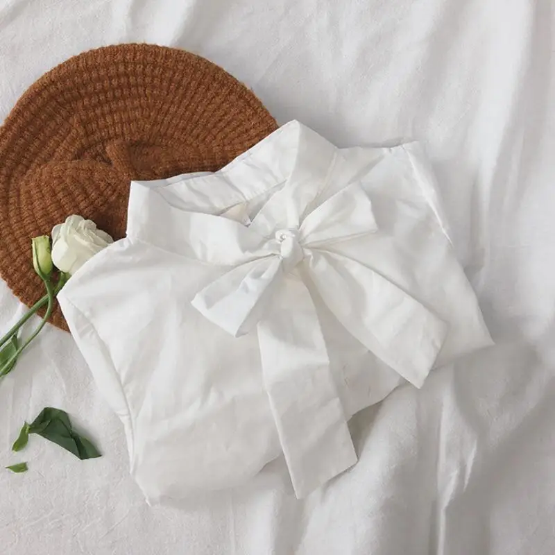 

2021 new spring and autumn girls white shirt kid shirt baby toddler long sleeve cotton girl bow